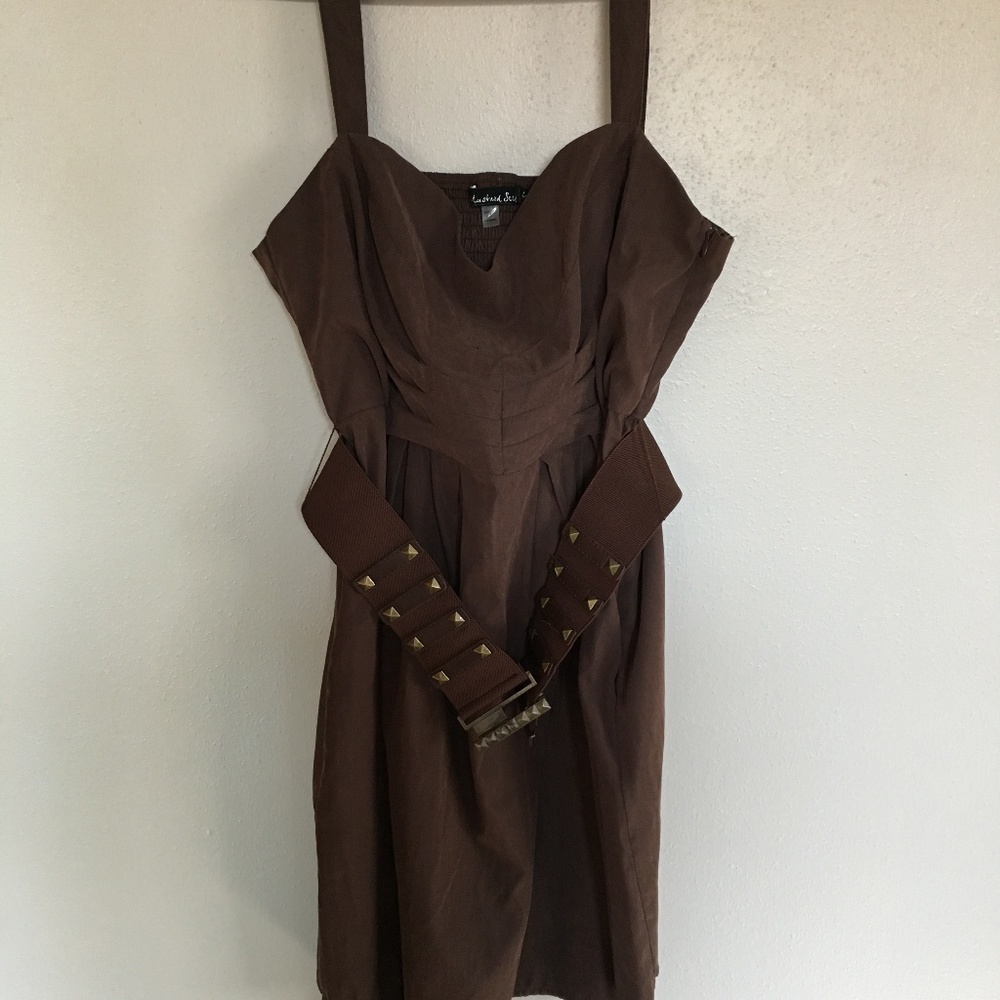 Soft Belted Brown Dress